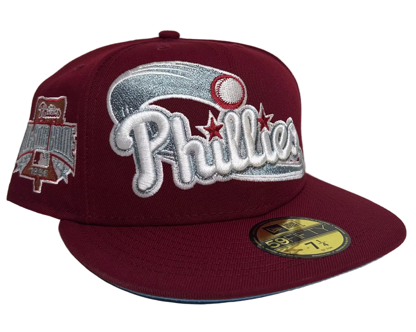 New Era Philadelphia Phillies 1996 All-Star Game 59FIFTY Fitted Hat in a maroon colorway with a commemorative side patch.