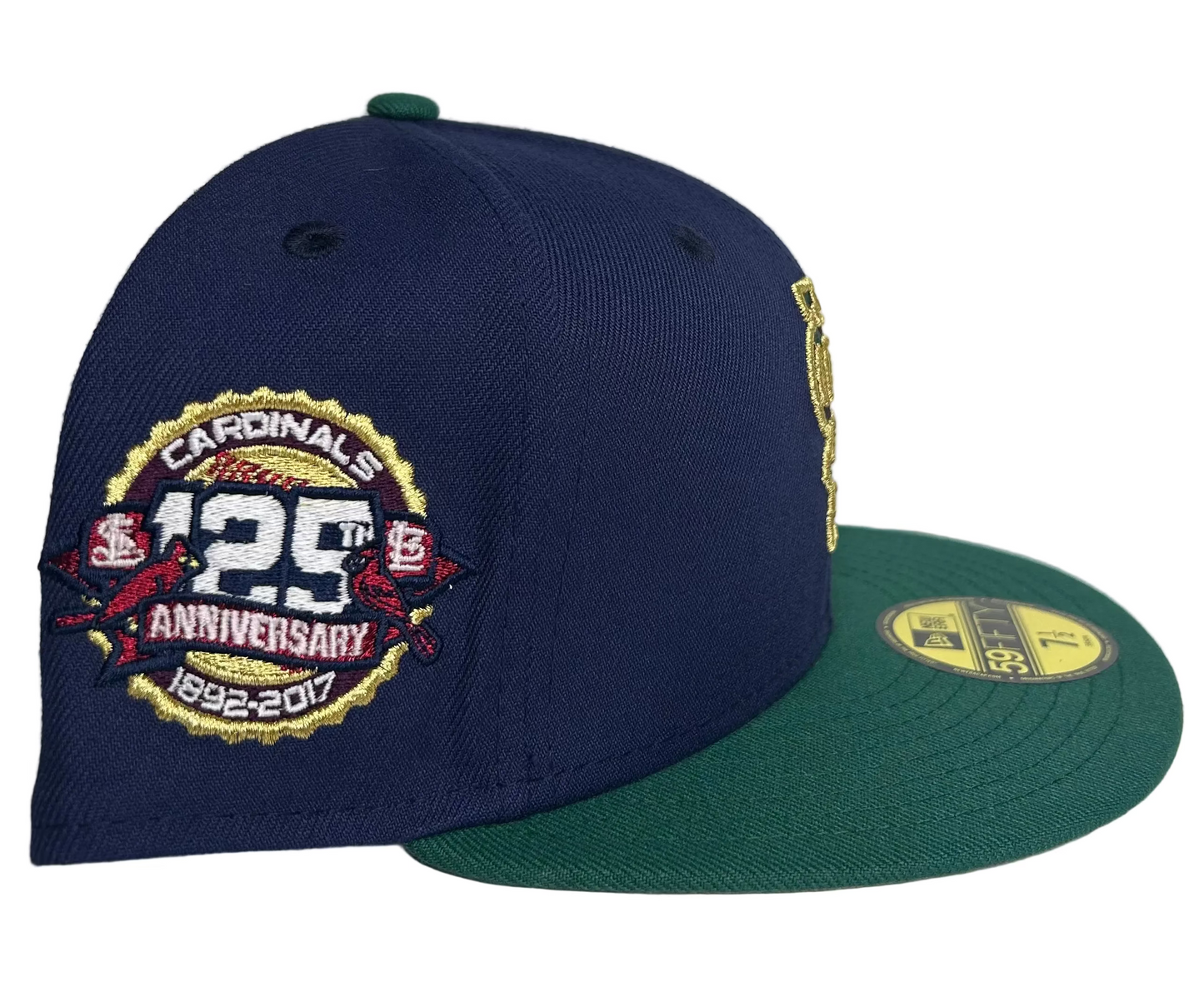 New Era St. Louis Cardinals 59FIFTY fitted hat with a unique argyle logo and a 125th-anniversary patch.
