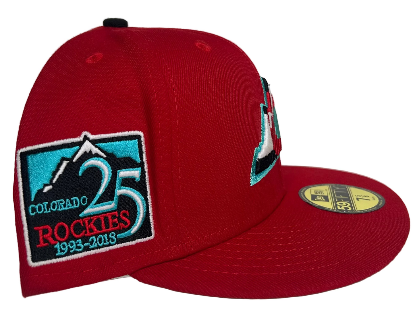 COLORADO ROCKIES 25TH ANNIVERSARY NEW ERA 59FIFTY FITTED HAT (RED GLOW IN THE DARK MINT UNDER BRIM)