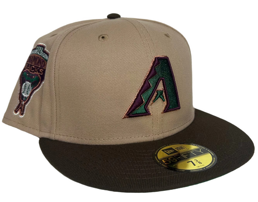 New Era Arizona Diamondbacks 59FIFTY fitted hat, featuring a khaki crown and a brown visor.