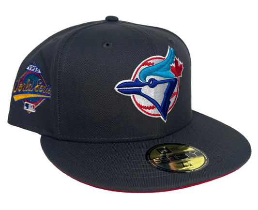 New Era Toronto Blue Jays World Series 1993 Black and Red Edition 59Fifty Fitted Hats.