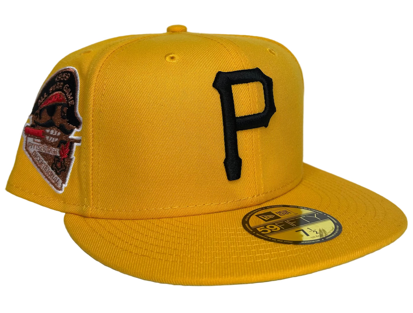 New Era Pittsburgh Pirates 59FIFTY fitted hat in gold with a 1959 All-Star Game side patch.