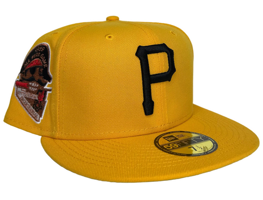 New Era Pittsburgh Pirates 59FIFTY fitted hat in gold with a 1959 All-Star Game side patch.