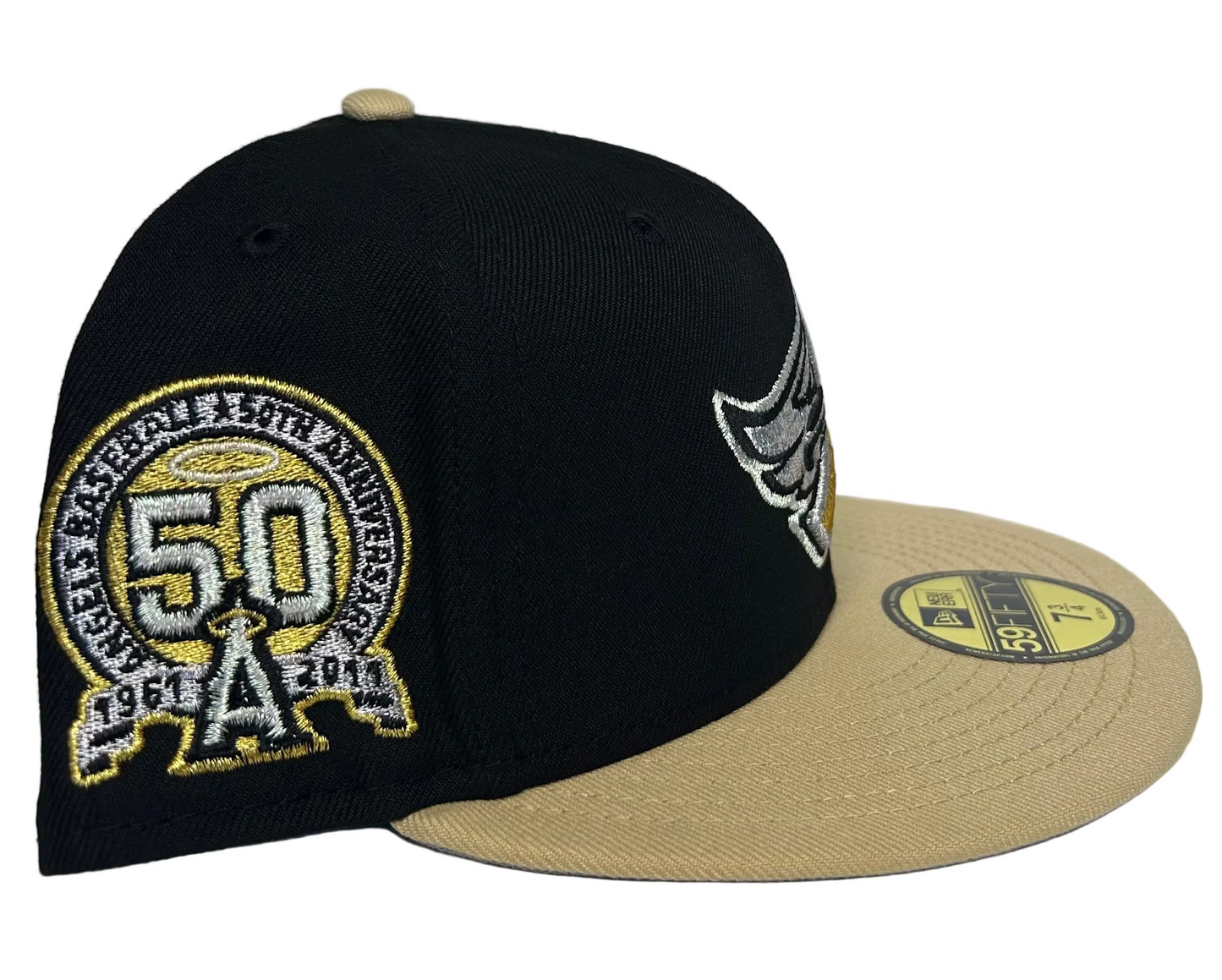 New Era Los Angeles Angels 59FIFTY fitted hat featuring a 50th Anniversary side patch.