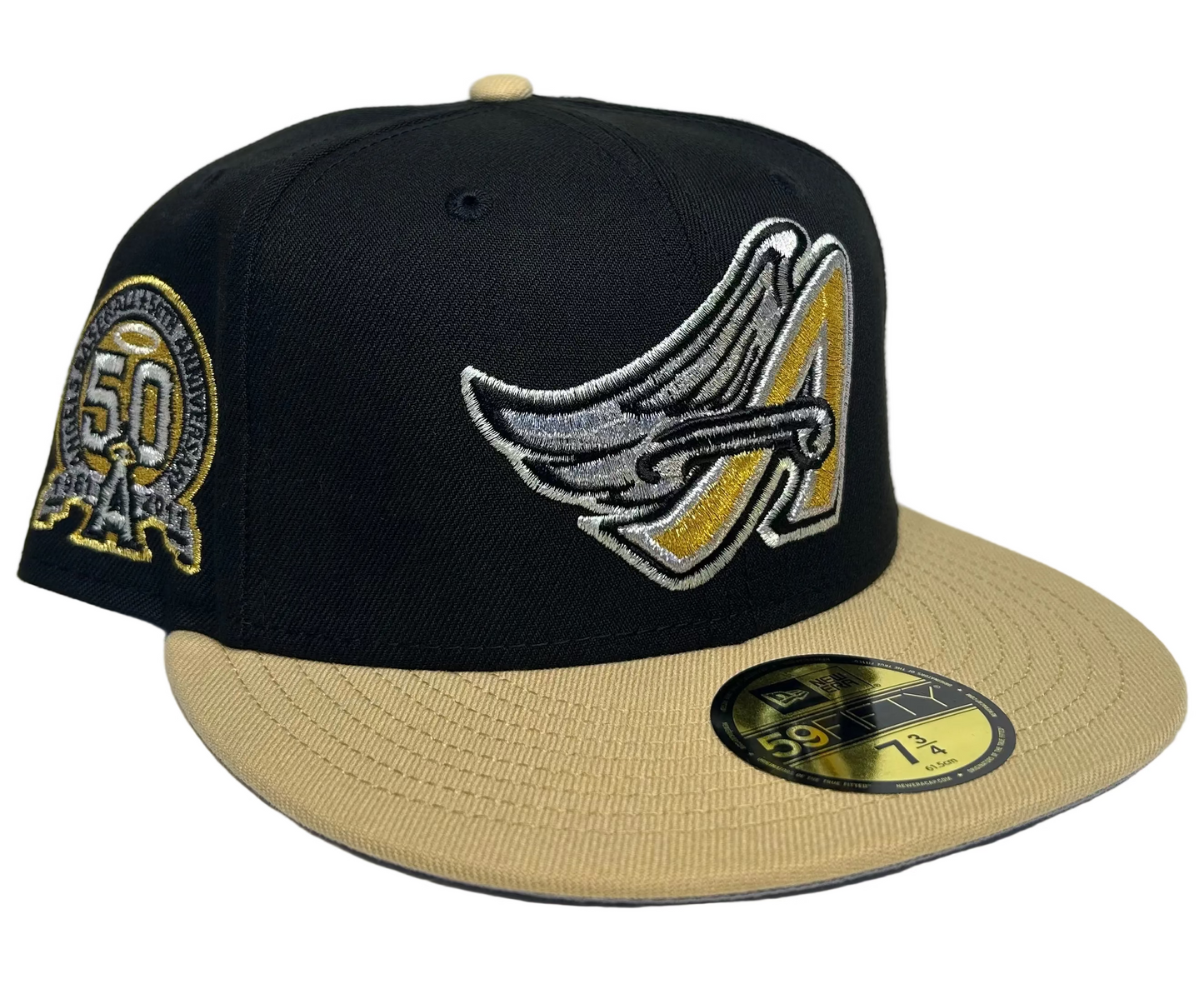 New Era Los Angeles Angels 59FIFTY fitted hat featuring a 50th Anniversary side patch.