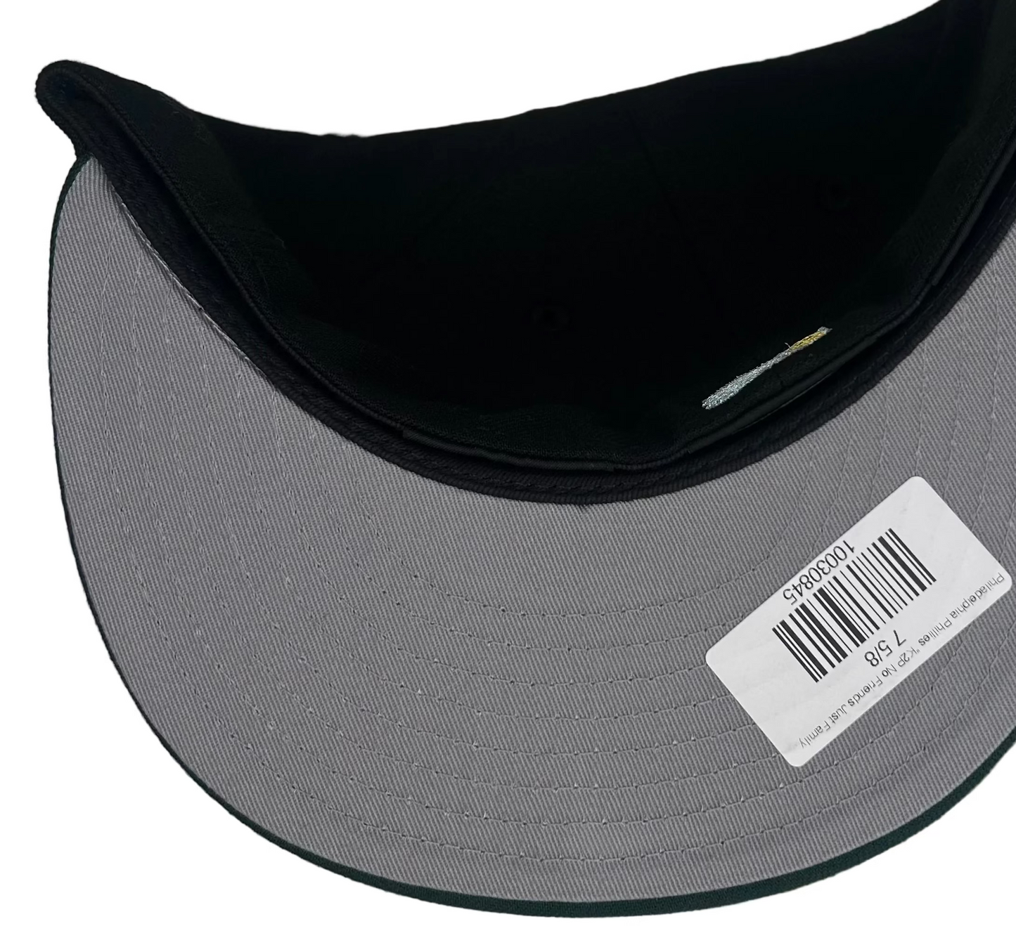 New Era Philadelphia Phillies 59FIFTY fitted hat with a black crown and green visor featuring a 1996 All-Star Game patch.