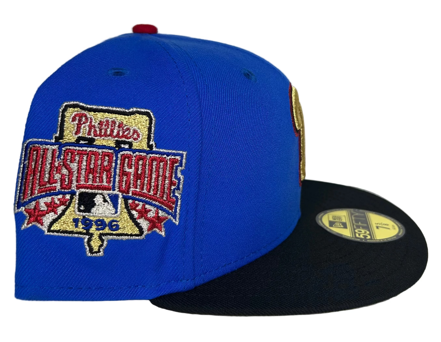 New Era Philadelphia Phillies 59FIFTY fitted hat with a royal blue crown and black visor.