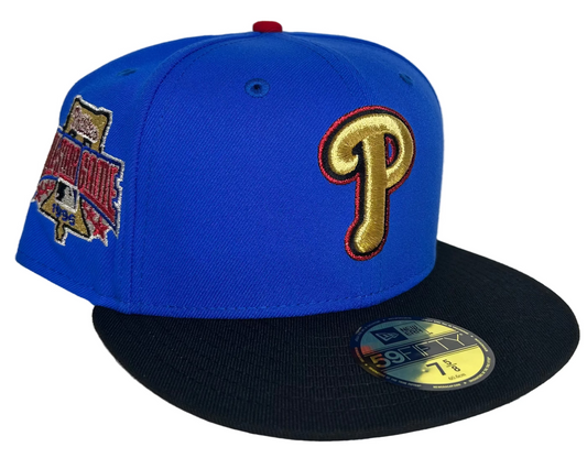 New Era Philadelphia Phillies 59FIFTY fitted hat with a royal blue crown and black visor.