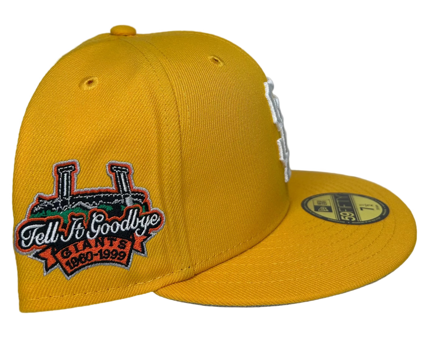 San Francisco Giants New Era 59FIFTY fitted hat in a bright yellow colorway.