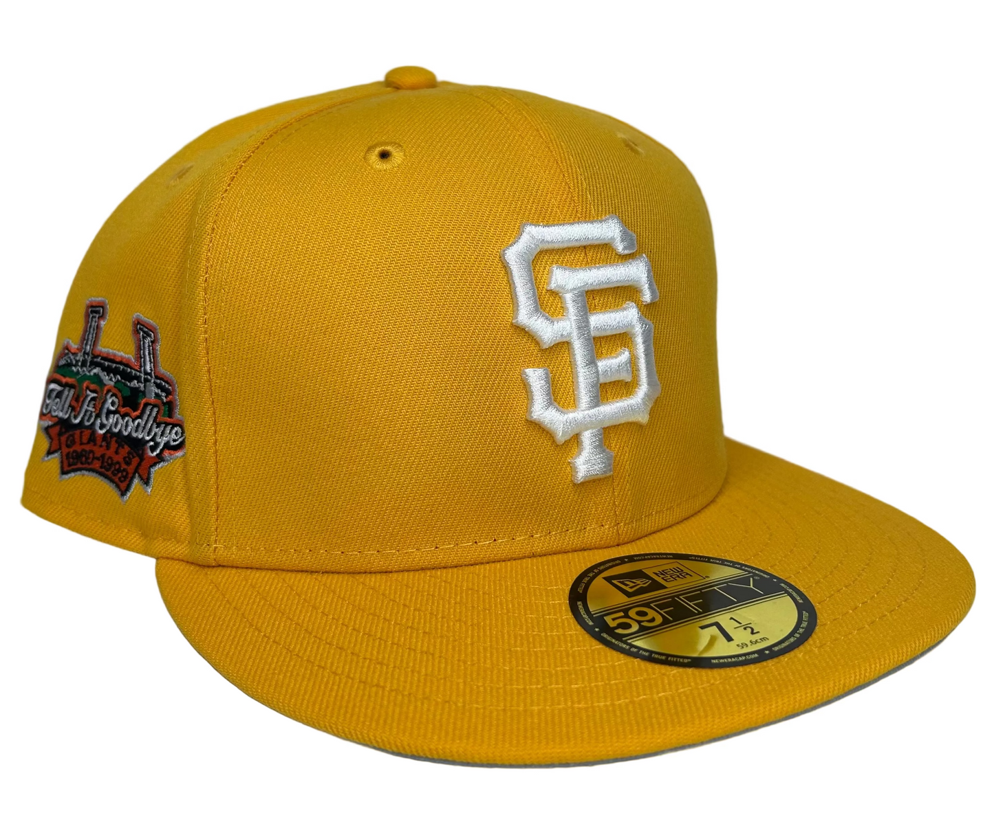 San Francisco Giants New Era 59FIFTY fitted hat in a bright yellow colorway.
