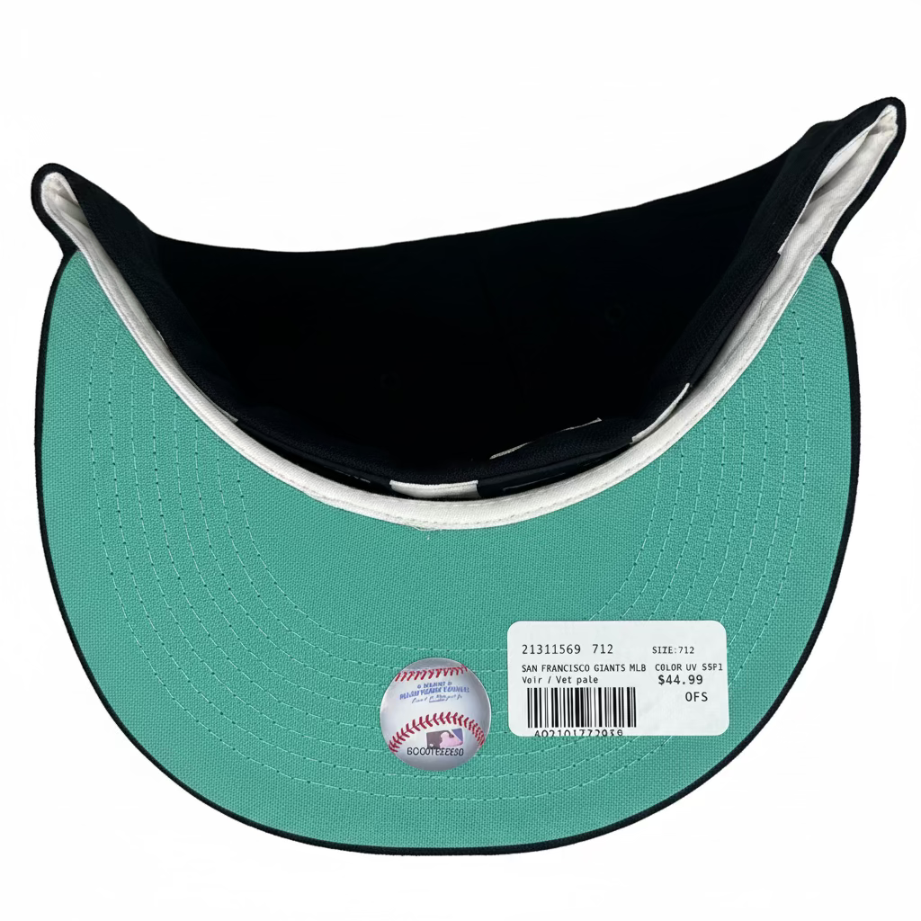 New Era San Francisco Giants 59FIFTY fitted hat featuring a 1984 All-Star Game patch and teal embroidery.