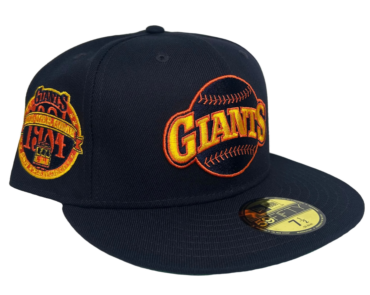 New Era 59FIFTY San Francisco Giants navy fitted hats featuring a 1984 All-Star Game side patch.