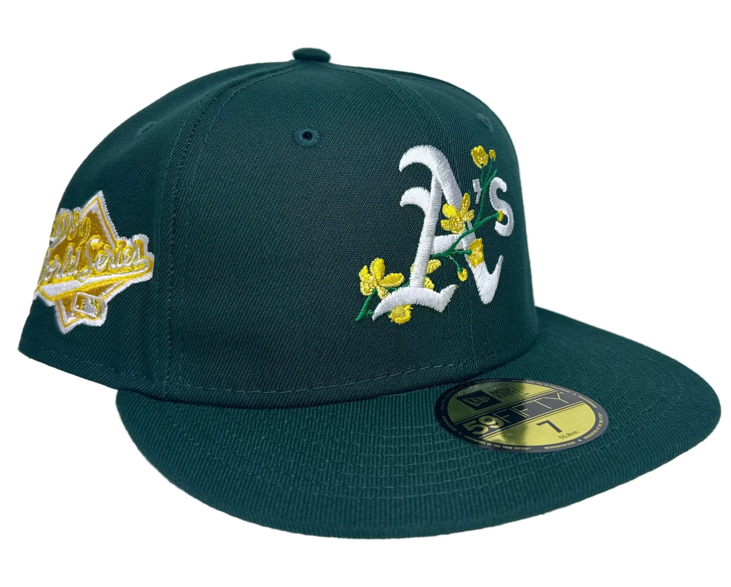 New Era Oakland Athletics Bloom Sidepatch 59FIFTY Fitted Hat in dark green.