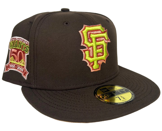 NEW ERA SAN FRANCISCO GIANTS 60TH ANNIVERSARY BLACK THROWBACK EDITION 59FIFTY FITTED HAT.