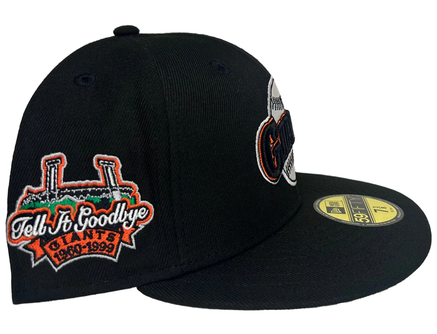 New Era San Francisco Giants 59FIFTY fitted hat, featuring the team's batting practice logo W/ a side patch “Tell it Goodbye.”