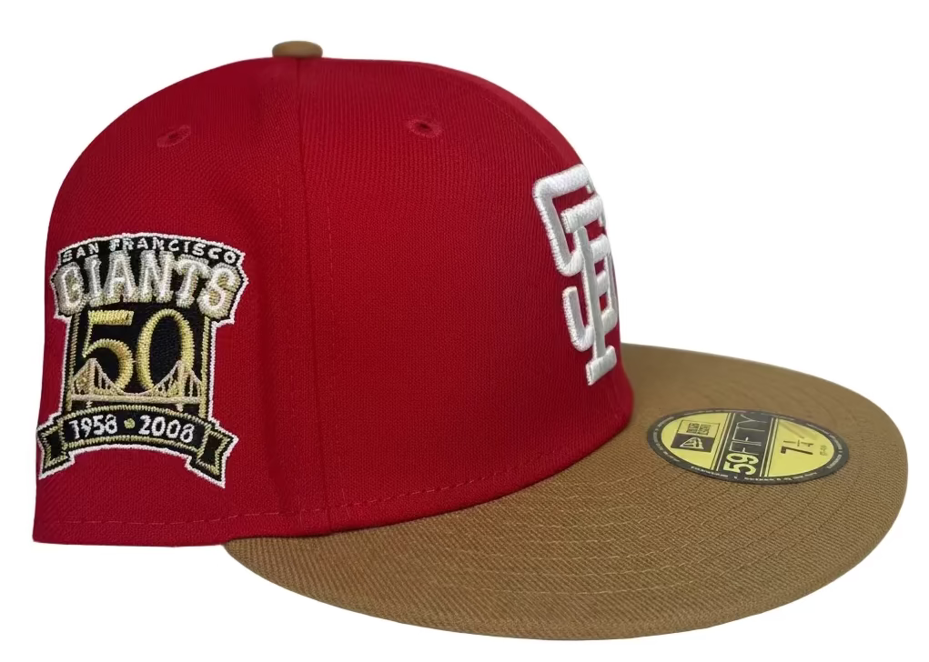 New Era 59Fifty San Francisco Giants 50th Anniversary Patch Hat - Red, Khaki