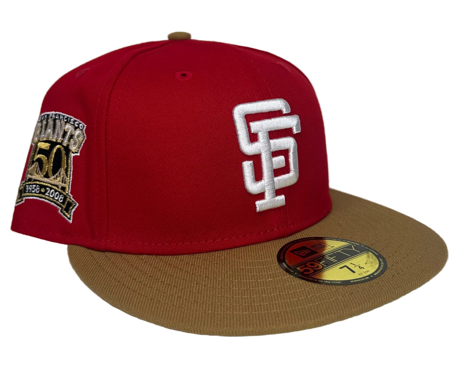 New Era 59Fifty San Francisco Giants 50th Anniversary Patch Hat - Red, Khaki
