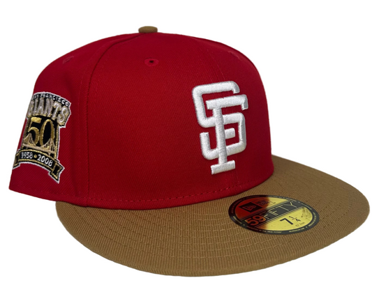New Era 59Fifty San Francisco Giants 50th Anniversary Patch Hat - Red, Khaki