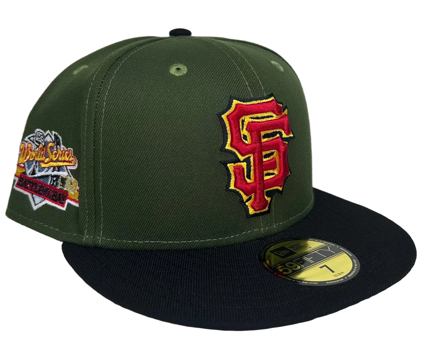 New Era San Francisco Giants  “ZILLA 2.0" 59FIFTY fitted hat with an olive green crown and a black visor.