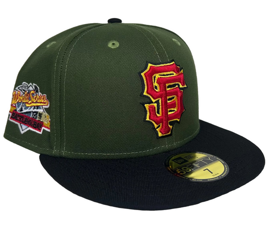 New Era San Francisco Giants  “ZILLA 2.0" 59FIFTY fitted hat with an olive green crown and a black visor.