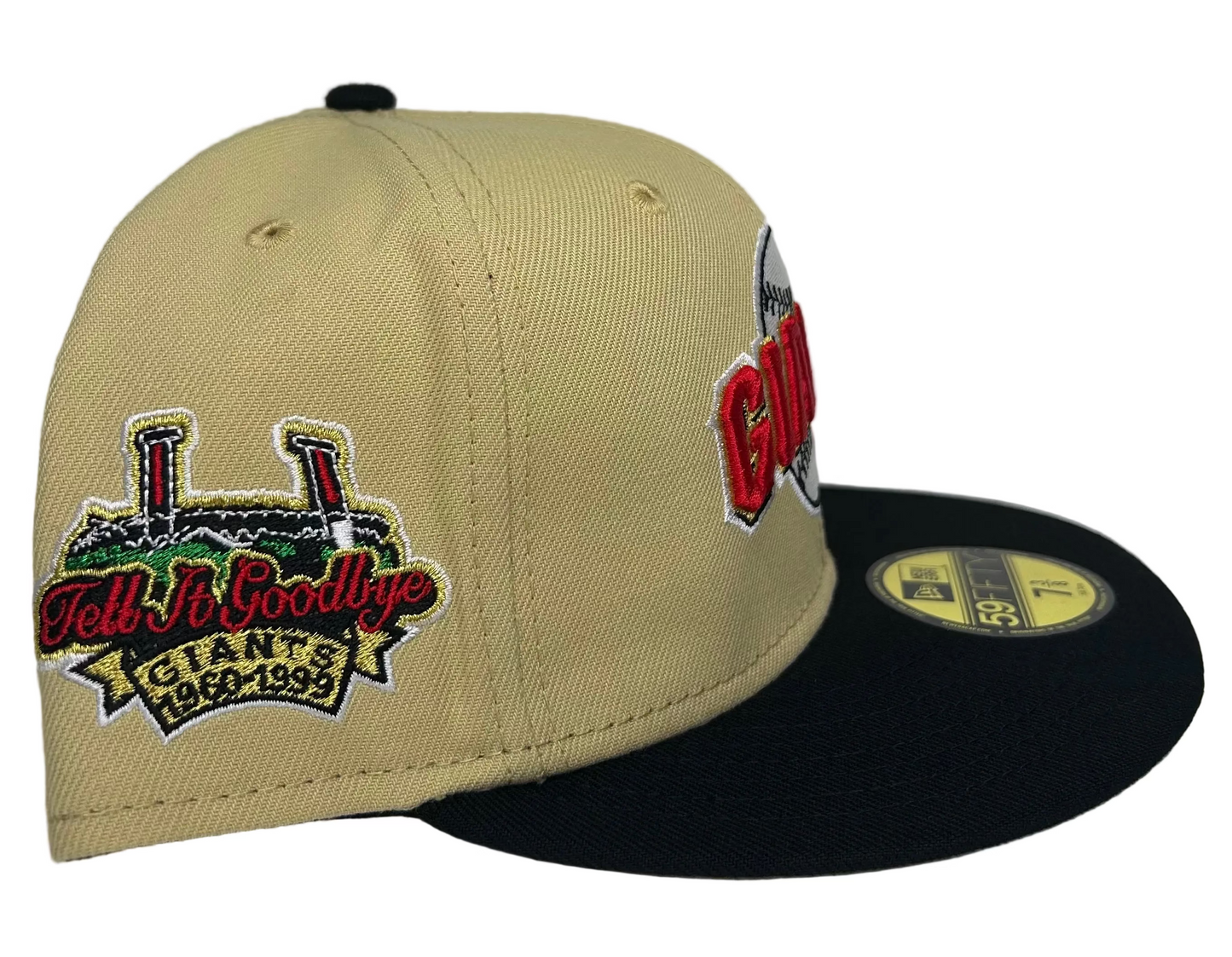 New Era San Francisco Giants "Tell It Goodbye" 59FIFTY fitted hat with a stone crown and black visor.
