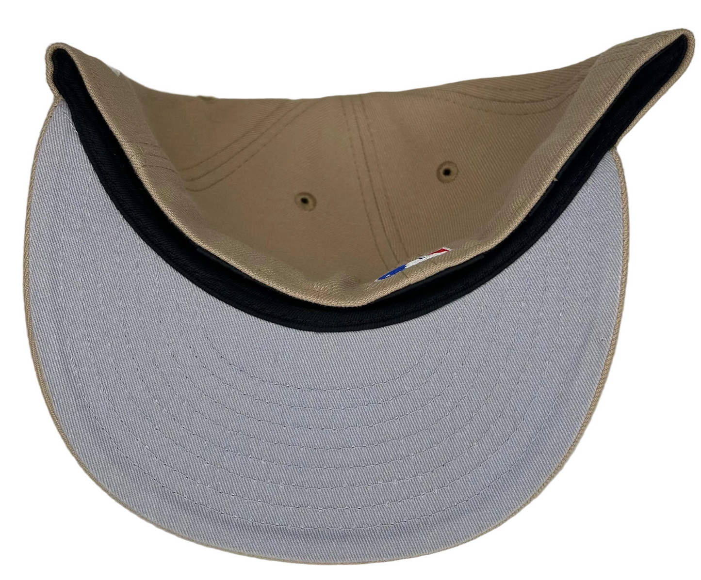 New Era Los Angeles Dodgers 59FIFTY fitted cap in a khaki tan colorway with a 100th anniversary side patch.