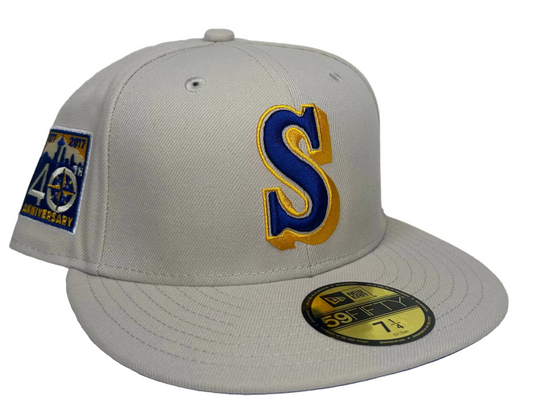 NEW ERA SEATTLE MARINERS 40TH ANNIVERSARY CREAM EDITION 59FIFTY FITTED HAT.