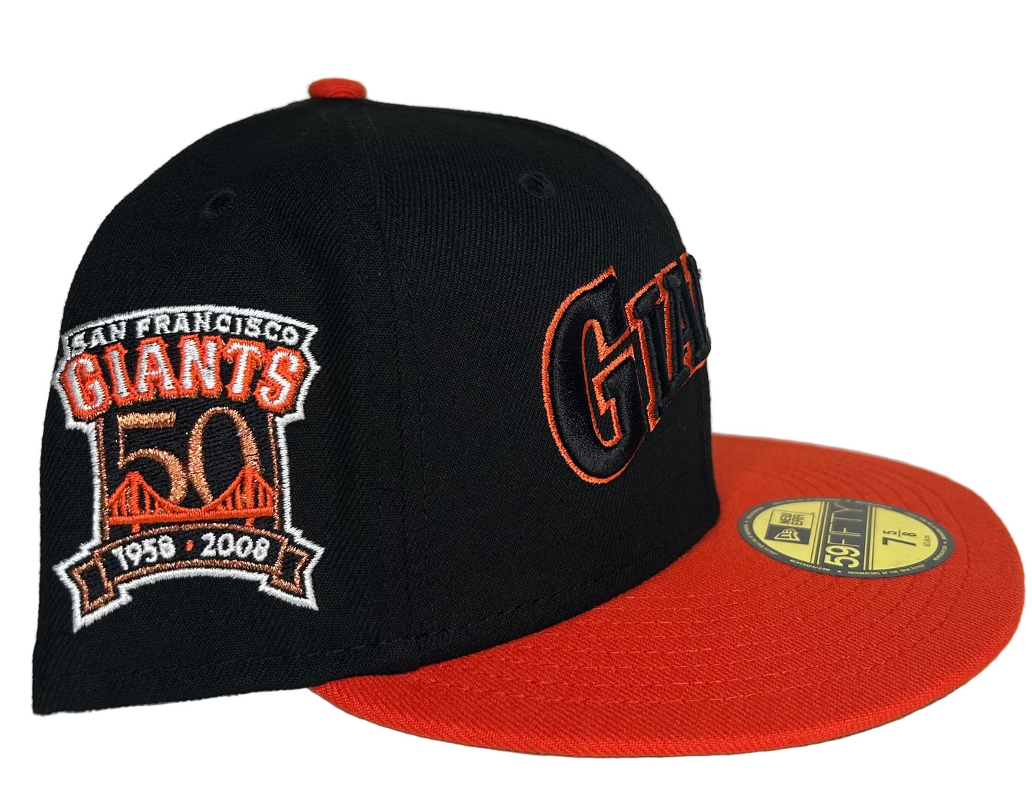 New Era San Francisco Giants 50th Anniversary retro script fitted hat.
