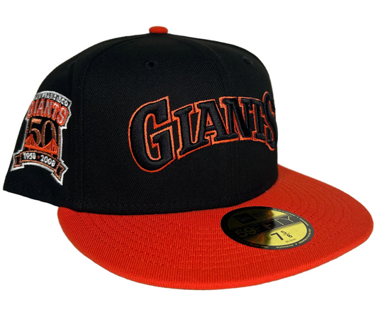 New Era San Francisco Giants 50th Anniversary retro script fitted hat.