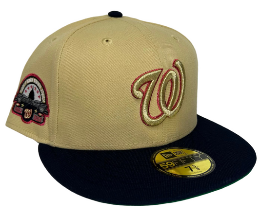 Washington Nationals 45 Years RFK Exclusive New Era 59Fifty Fitted Hat - Vegas Gold/Navy.