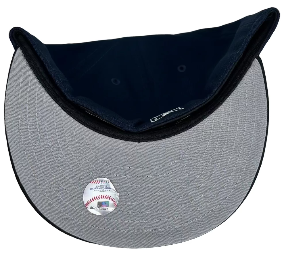 New Era San Francisco Giants 2007 All-Star Game custom fitted hat featuring a navy blue crown, black visor, and gray undervisor.
