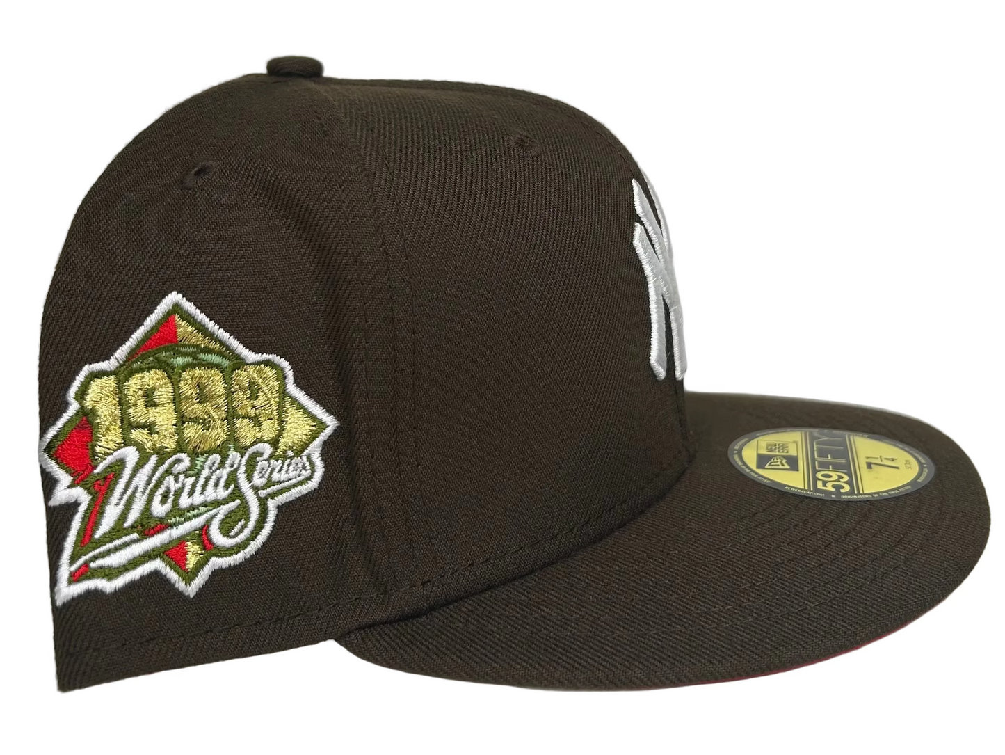 Brown New York Yankees Red Bottom 1998 World Series Side Patch New Era 59Fifty Fitted.