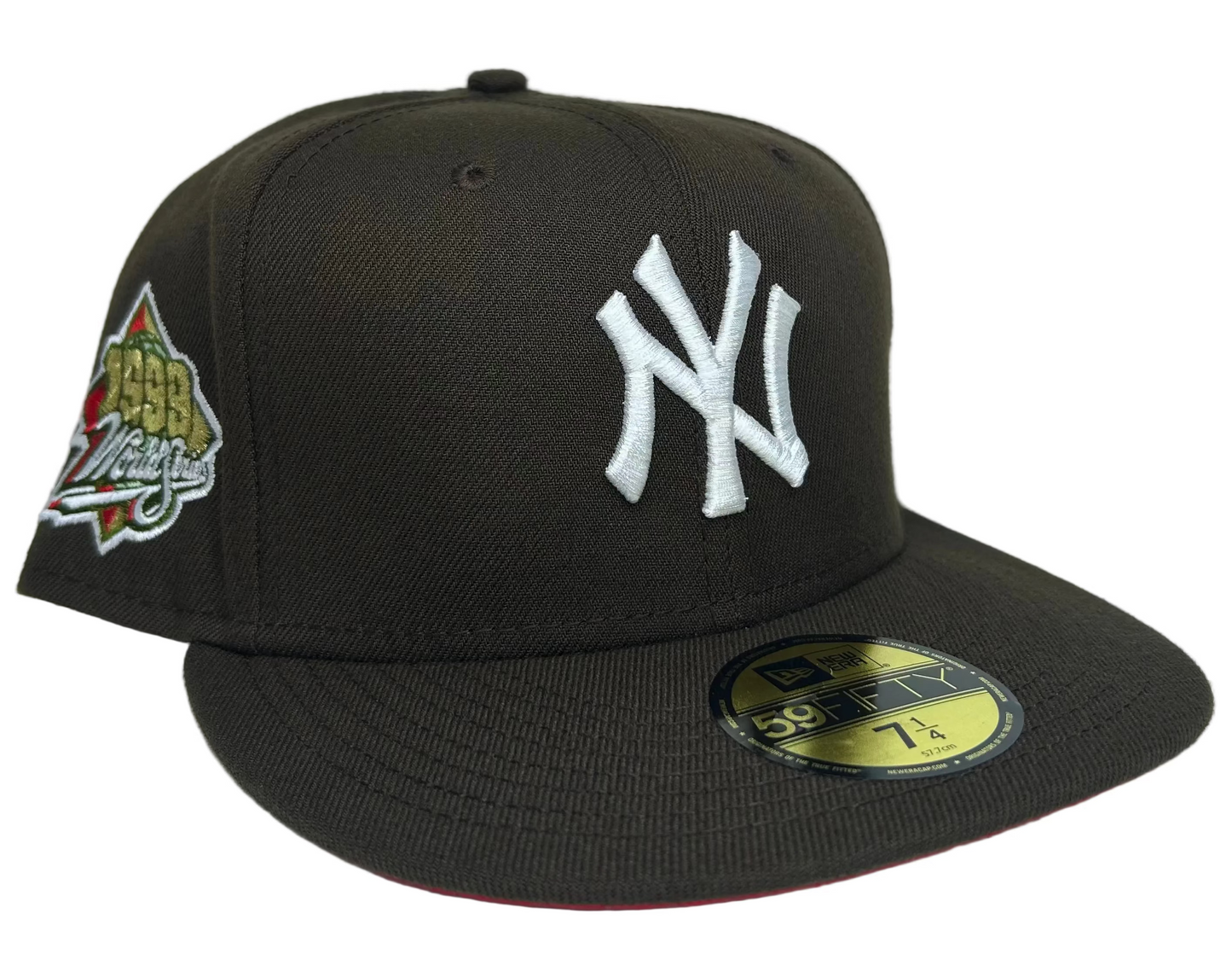 Brown New York Yankees Red Bottom 1998 World Series Side Patch New Era 59Fifty Fitted.
