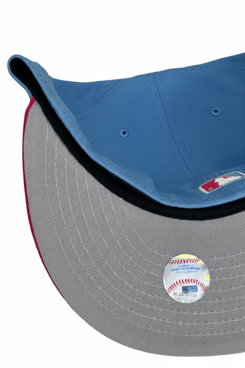 San Francisco Giants México Alternate New Era 59Fifty fitted hat Sky Blue and Bright Rose.