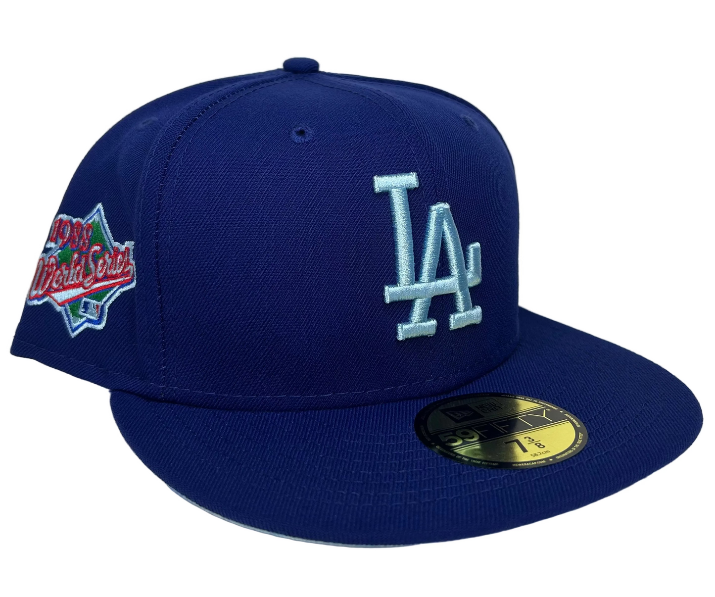 New Era 59Fifty Los Angeles Dodgers Clouds Undervisor Fitted Hat Dark Royal Blue.