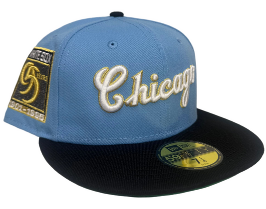 New Era Chicago White Sox 95th Anniversary 59Fifty fitted cap in powder blue and black.