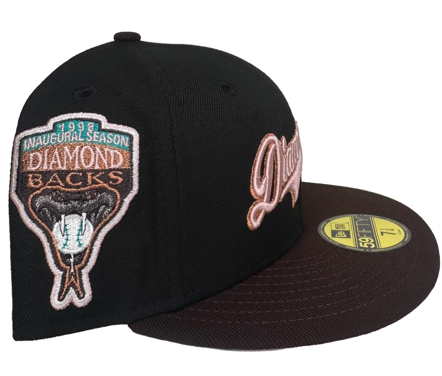 New Era Arizona Diamondbacks 59Fifty fitted hat featuring a 1998 Inaugural Season side patch and copper-colored embroidery.