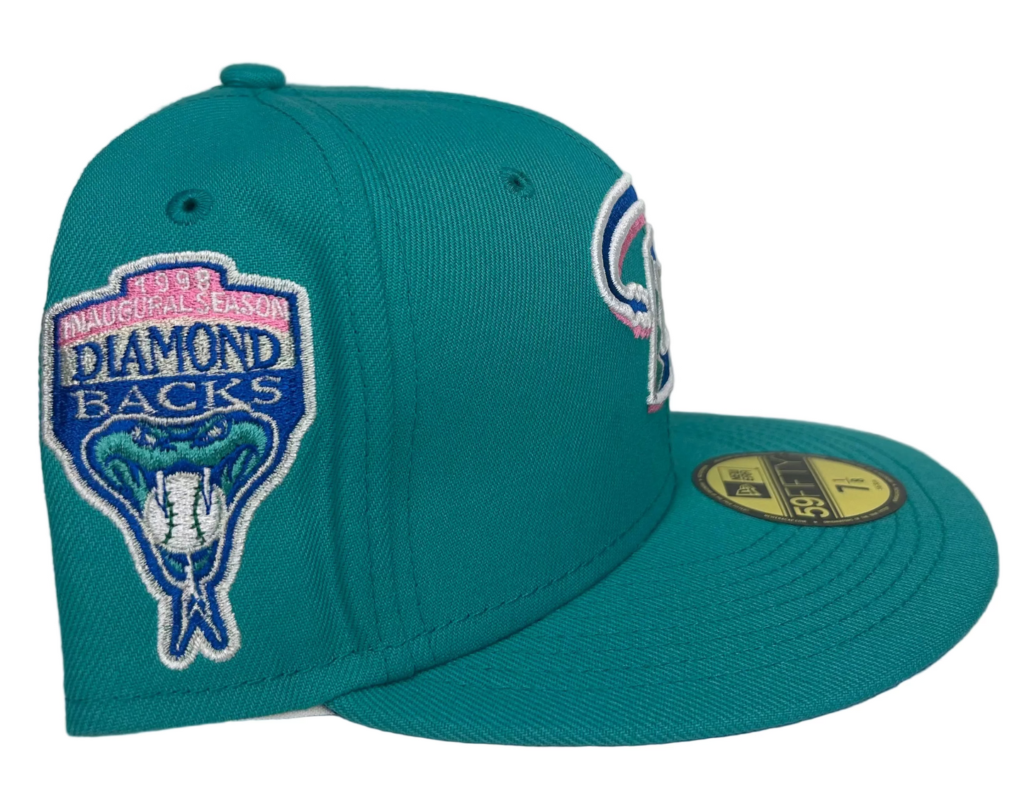 New Era 59Fifty Arizona Diamondbacks Inaugural Patch Pink UV D Hat.