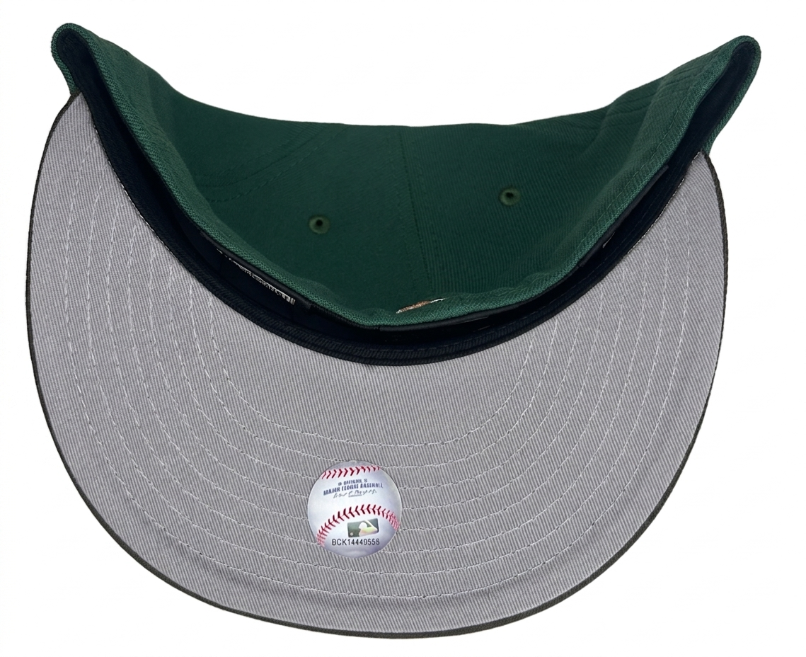New Era St. Louis Cardinals 59FIFTY fitted hat featuring a dark green crown, a brown visor, and a 2006 Busch Stadium final season side patch.
