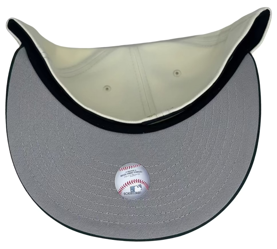 New Era Brooklyn Dodgers 1942 All-Star Game 59FIFTY fitted hat with a chrome white crown and dark green visor.