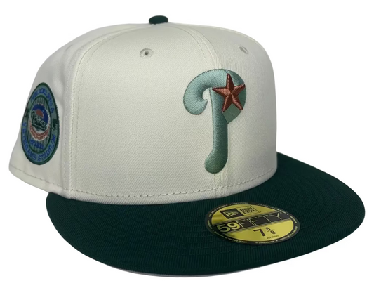 New Era Philadelphia Phillies 1996 All-Star Game 59FIFTY fitted hat with a cream crown and dark green visor.