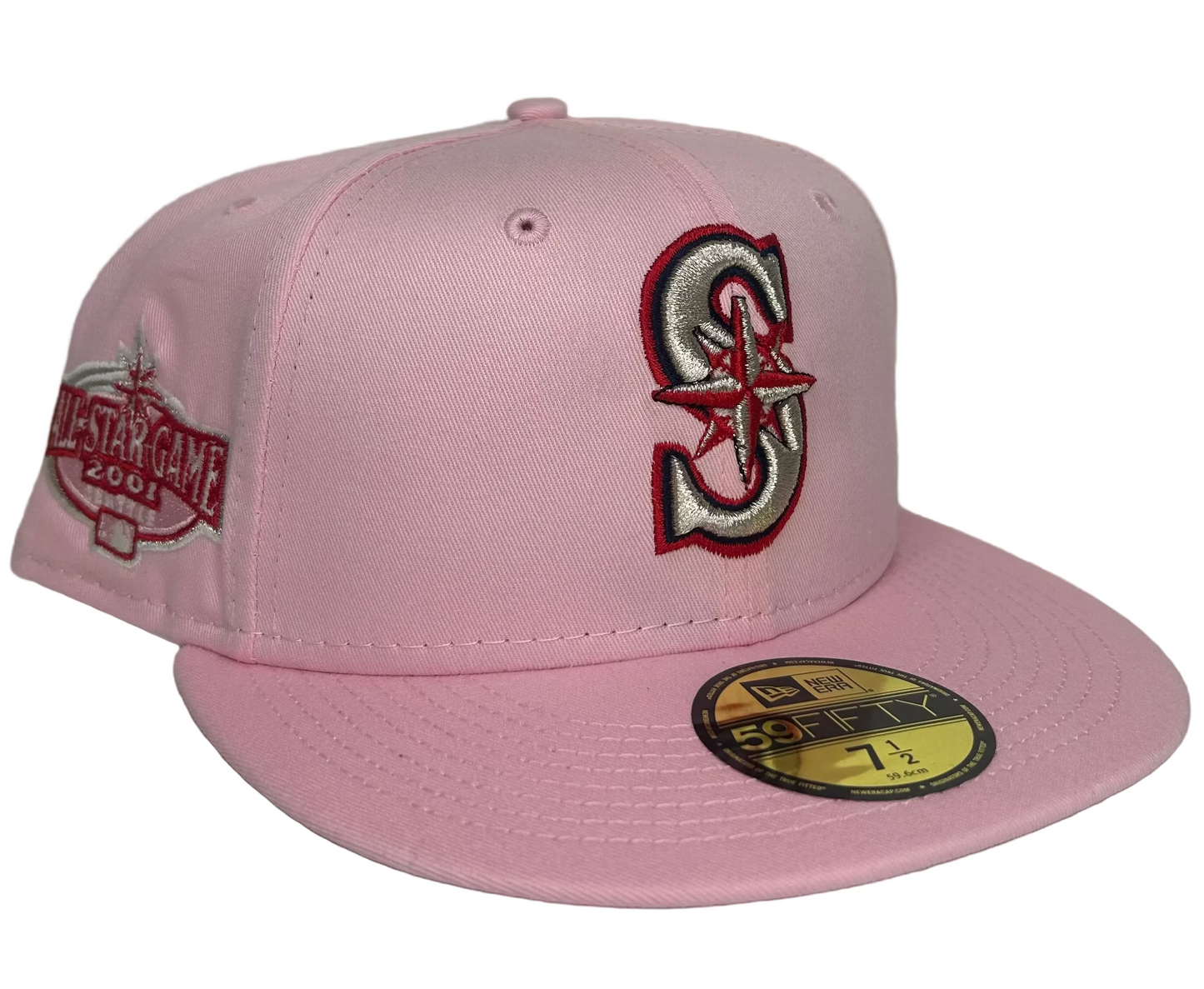 New Era HC "Strawberry Jam" Seattle Mariners 59Fifty fitted hats in pink.