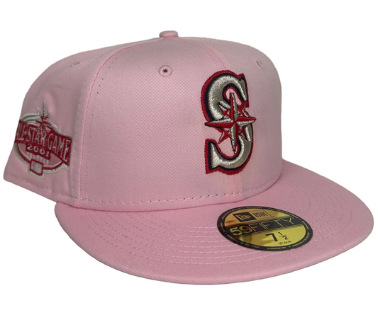New Era HC "Strawberry Jam" Seattle Mariners 59Fifty fitted hats in pink.