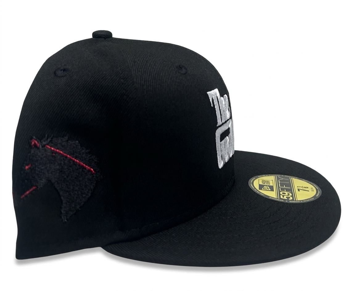 New Era The Godfather 59Fifty fitted hat featuring a black colorway and a special embroidered horse logo on the side.