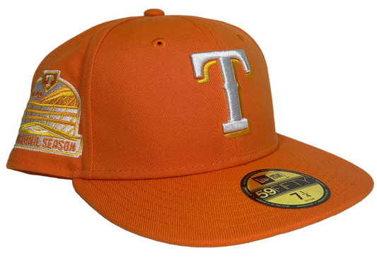 New Era Texas Rangers Burger Pack 2020 Inaugural Season Patch Hat Club Exclusive 59Fifty Fitted Hat.