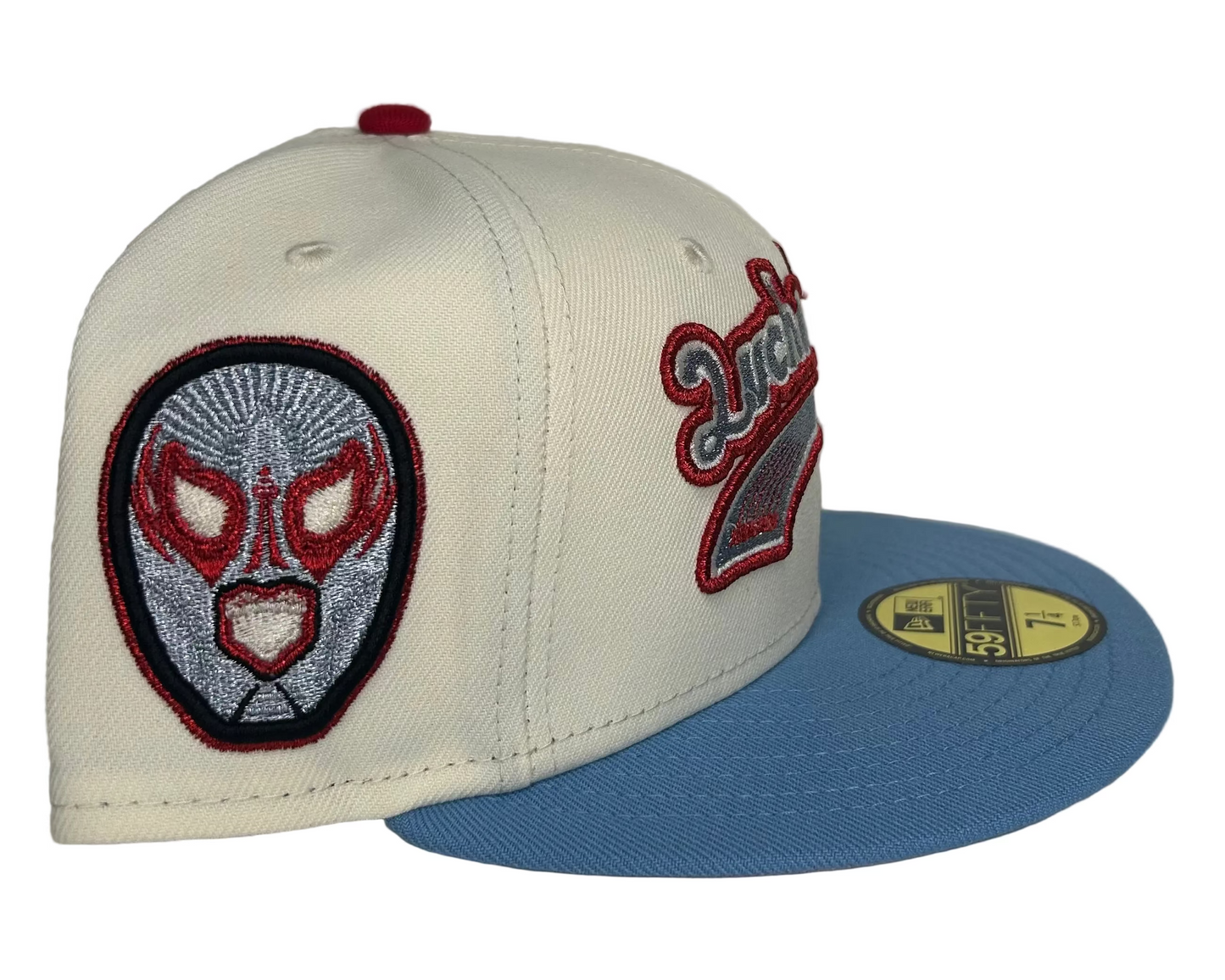 New Era Reading Fightin Phils Luchadores “Nacho Libre” Edition 59Fifty fitted hat featuring a distinct embroidered luchador mask side patch.